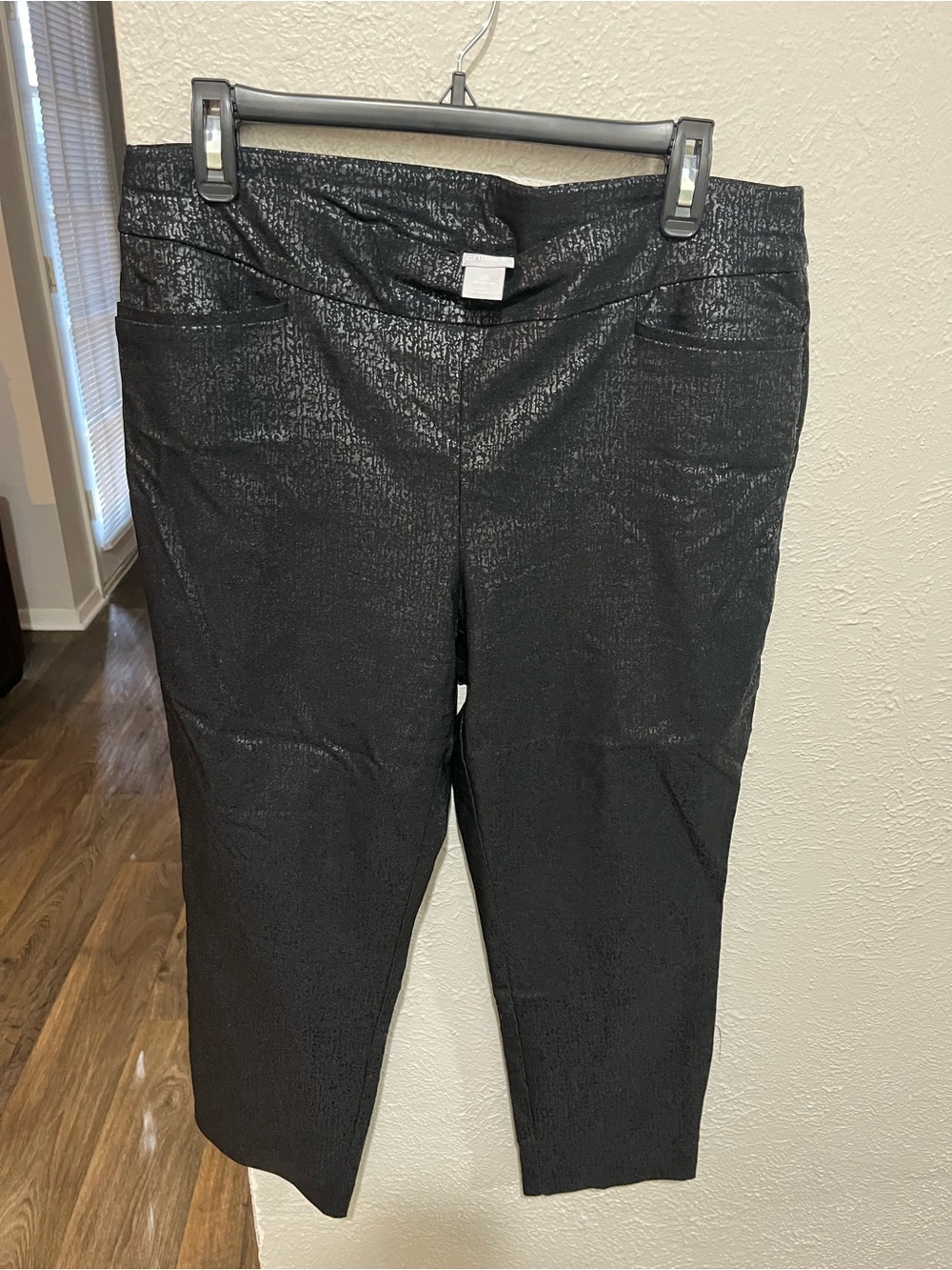 Chico's Black Metallic Ankle Cropped Jeans